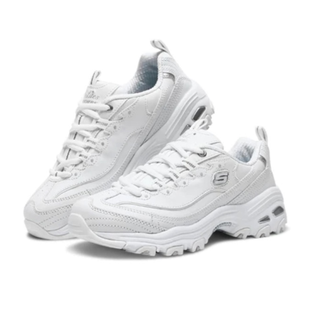 WMNS) Skechers D'LITES Daddy Shoes 'White Silver' 11931-WSL